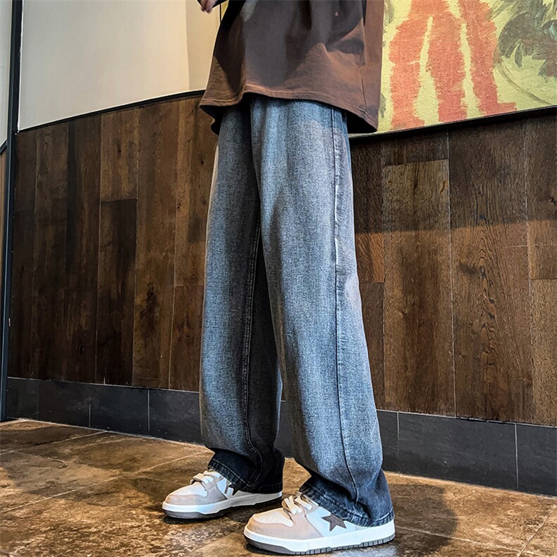 美式水洗牛仔裤港风宽松百搭直筒高街拖地休闲裤NZG74-P48,男装牛仔裤,星座717