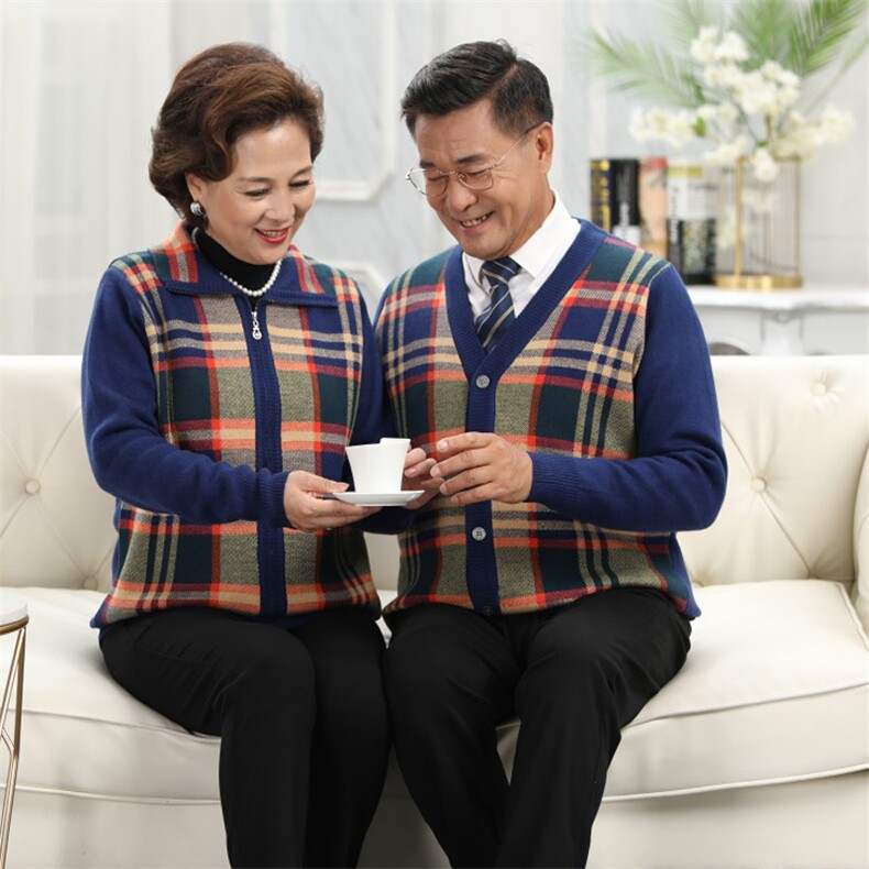 中老年人毛衣开衫女羊毛外套针织爸爸妈妈情侣装本命年爷爷奶奶,男装中老年男装,亚东羊绒制品