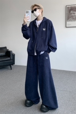 麂皮绒连帽卫衣运动套装男校园风运动服两件套学生班服TZ115-P128，男装休闲套装，电商D206-1