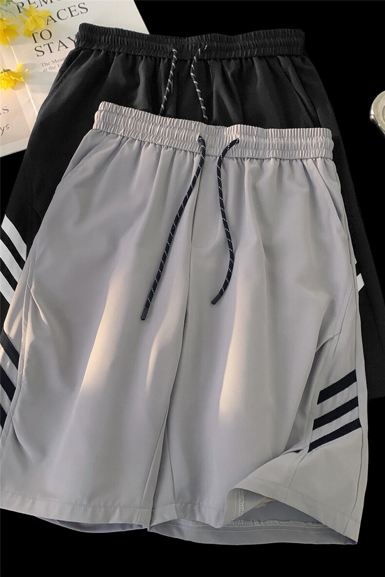 重磅男潮牌凉感冰丝条纹三条杆撞色短裤X416B-1-DK3082-特P28限48,男装牛仔裤,星座416B-1