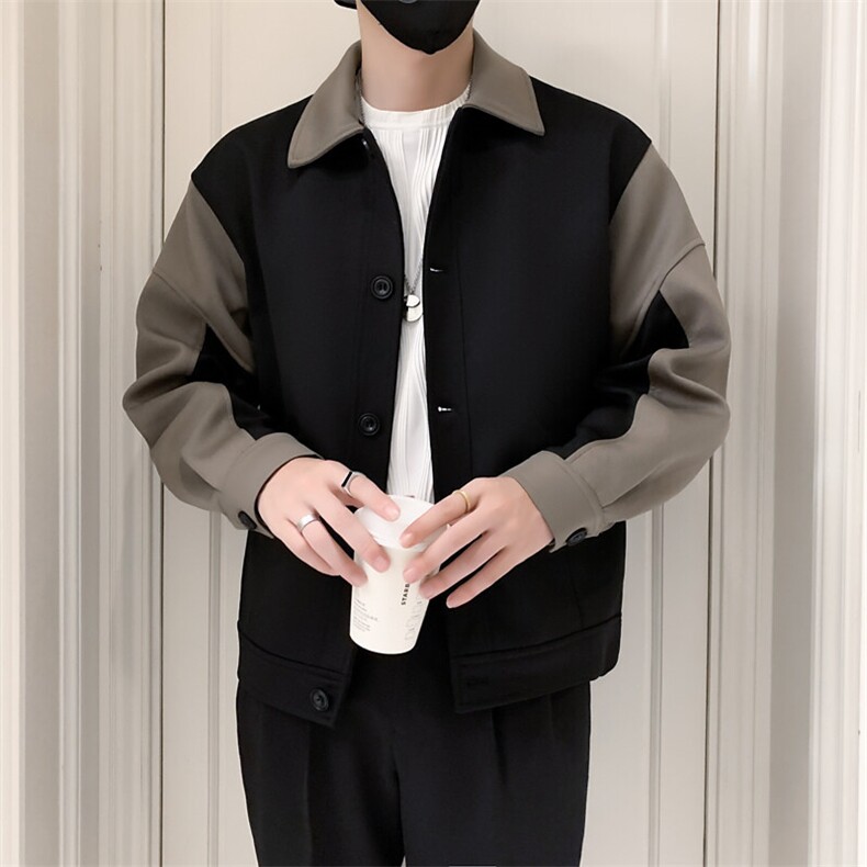 社会小伙风拼色时尚休闲外套复古百搭男士夹克潮JK089-P110,男装夹克,电商A413