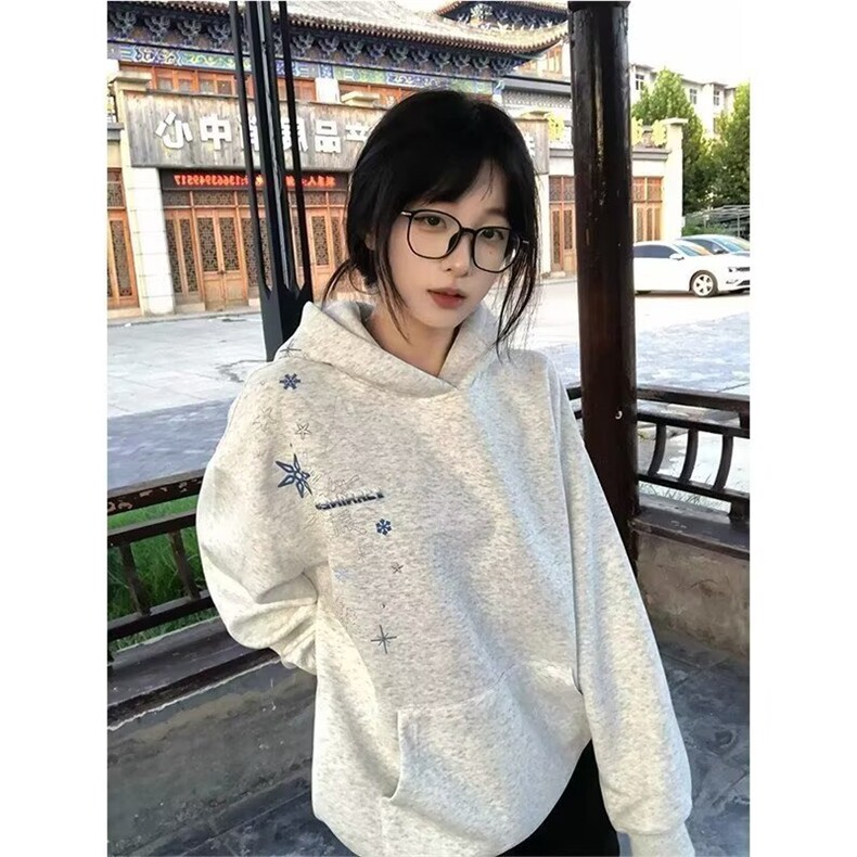 日系时尚流行连帽卫衣套头女原宿气质潮流慵懒简约文艺新款WY3293，男装卫衣，星座516A
