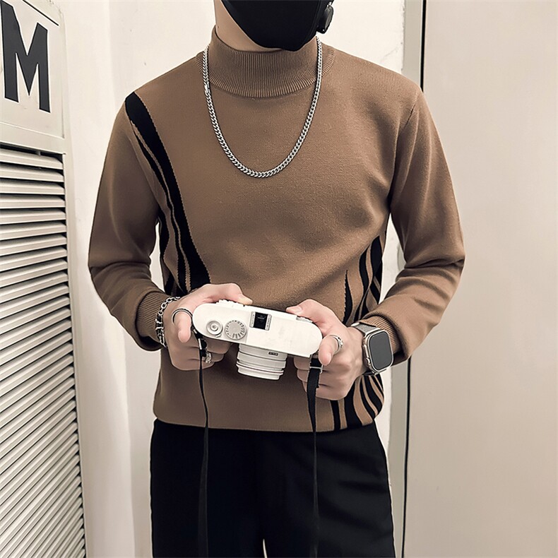 社会小伙痞帅修身男拼色套头毛衣社会小伙店主风301C-M38P78控108,男装针织衫/毛衣,星座301C（原B323）