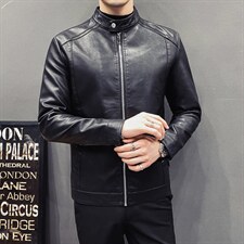 跨境男士皮衣男2021秋冬新款男装加绒皮夹克修身潮流韩版加厚外套，男装皮衣，星座四季星座1412
