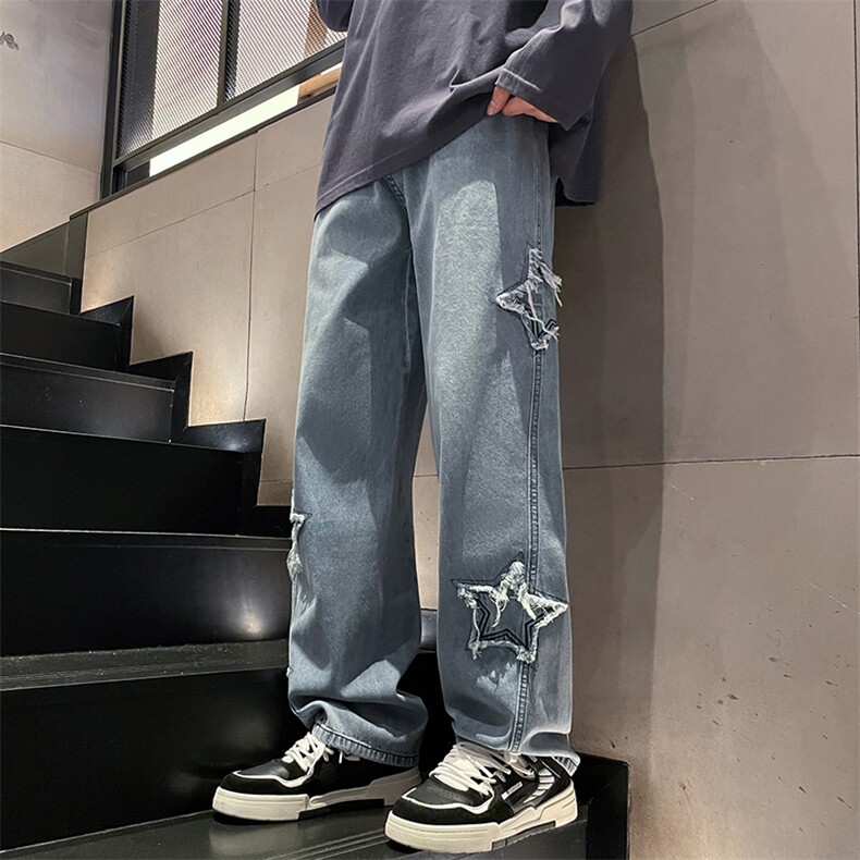 美式高街牛仔裤男女潮牌个性显高ins休闲裤B381-1/759P58,男装牛仔裤,电商B381-1