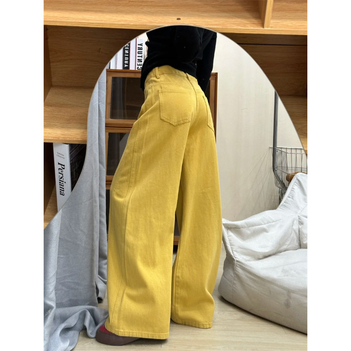 AK2440-P58大码美式高街宽松垂感牛仔裤女高腰显瘦阔腿拖地裤，女装休闲裤，星座617A-2