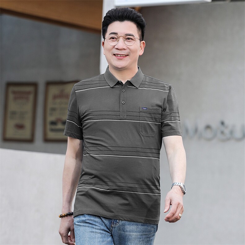 AQ2196钱塘2020-3夏季新款翻领条纹高端短袖T恤量大价优P54,男装T恤,钱塘207-3