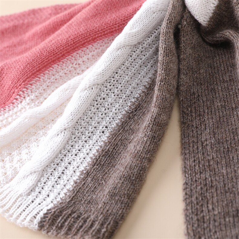 拼色穿孔小围巾时尚潮流，围巾，天盛羊绒