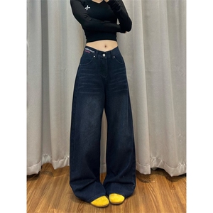 有货。印花牛仔裤女街头辣妹宽松阔腿拖地长裤RK3405-P53图片