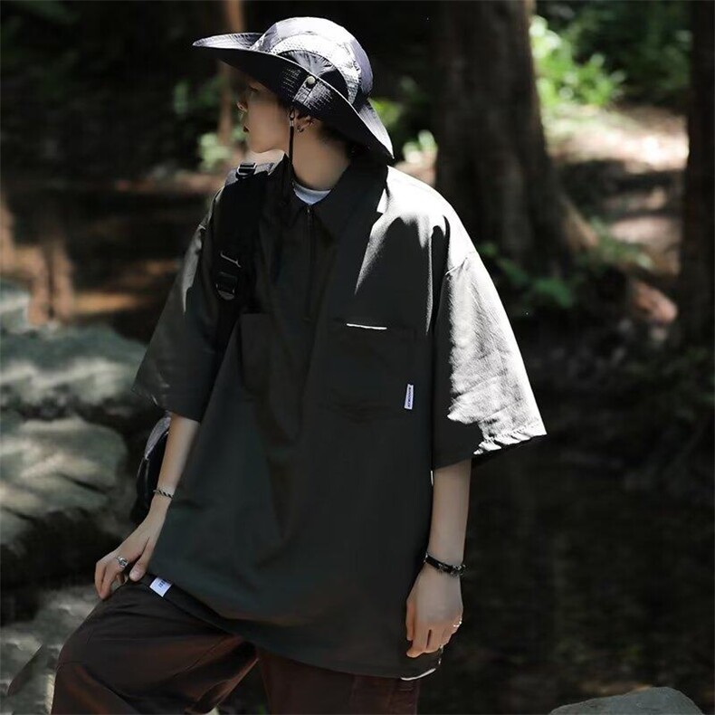 Polo衫男士短袖t恤夏季冰丝薄款日系工装潮牌男生上衣服TT011-P35,男装T恤,星座911-3
