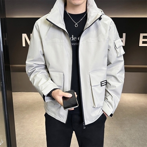 春秋新款户外休闲冲锋衣连帽外套男士工装美式多口袋夹克2523-P75图片
