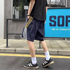 三条杠速干短裤男夏季薄款美式篮球裤中裤大码宽松五分沙滩裤，男装牛仔裤，星座506A