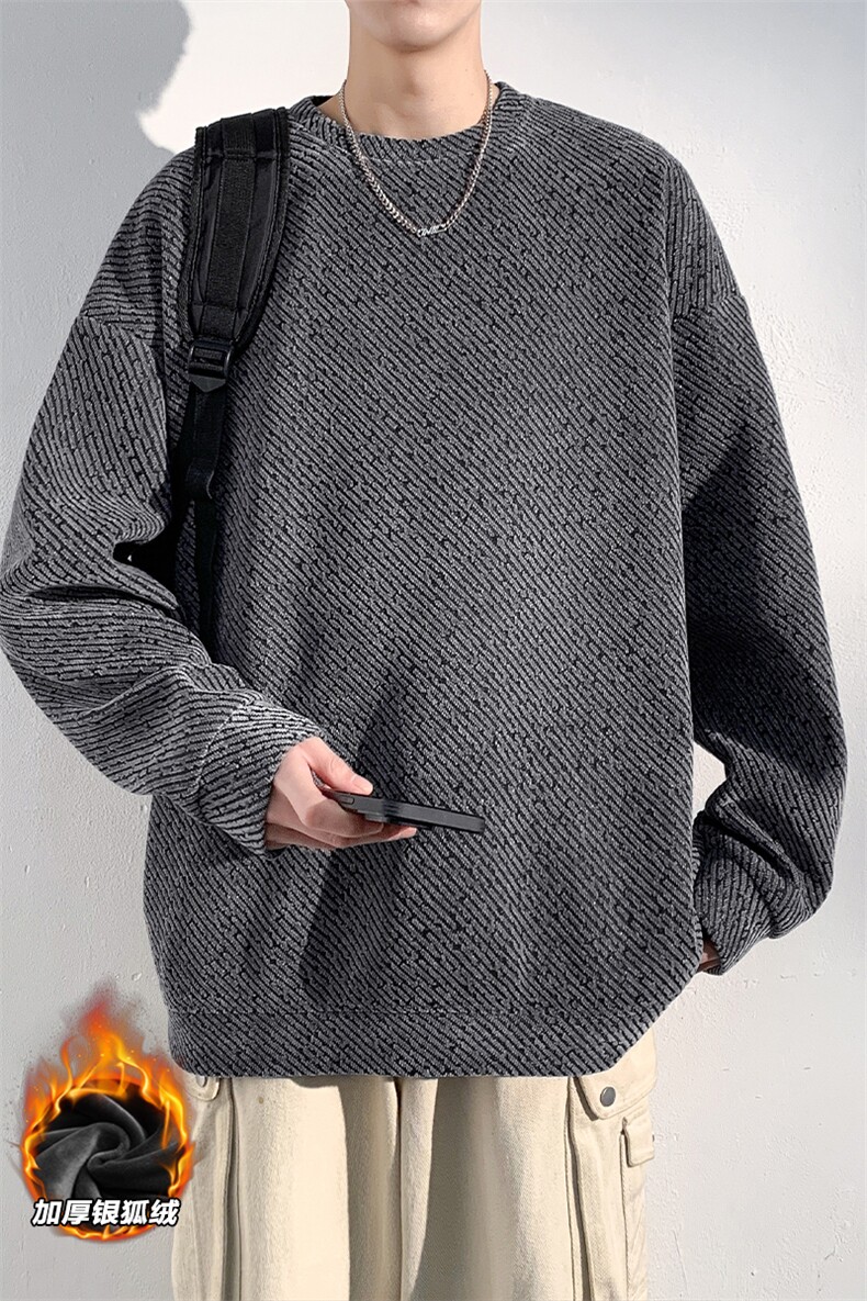 保暖银狐绒雪尼尔520g重磅斜纹长袖卫衣男W5064J加绒-特P40控78,男装棉衣,电商A001-1