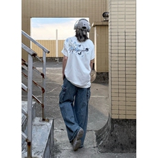【有货】美式复古花体刺绣短袖t恤男TX6135-特P35，男装T恤，星座1007（原301D）