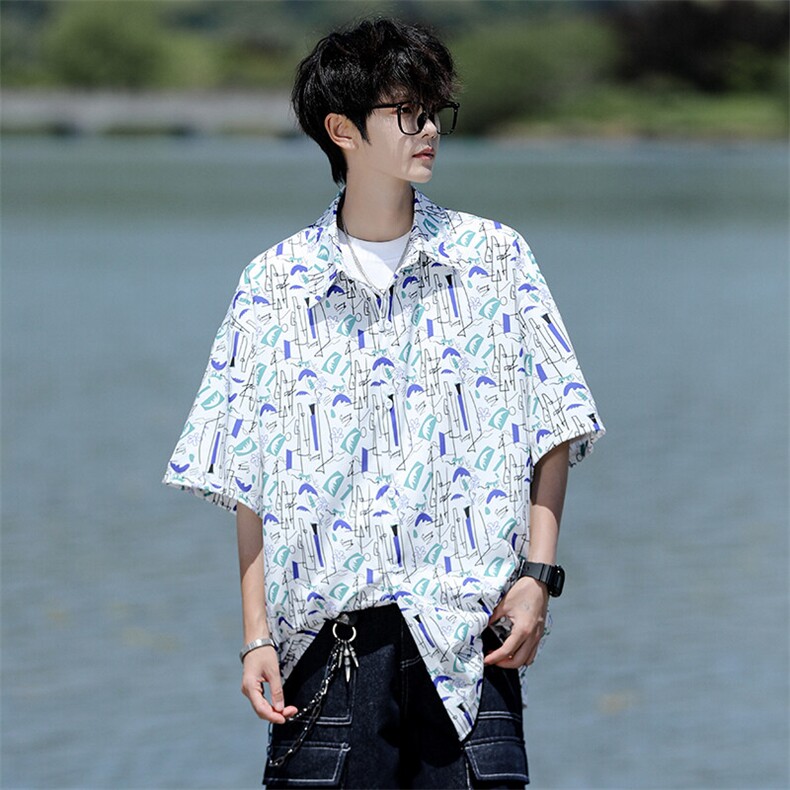 8XL-M花衬衫男短袖夏季薄款冰丝半袖宽松大码休闲外套DC28008P38,男装衬衫,电商B312