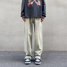 牛仔裤男高街vibe复古做旧直筒裤秋季美式宽松休闲裤子NK641-P45，男装牛仔裤，星座1008