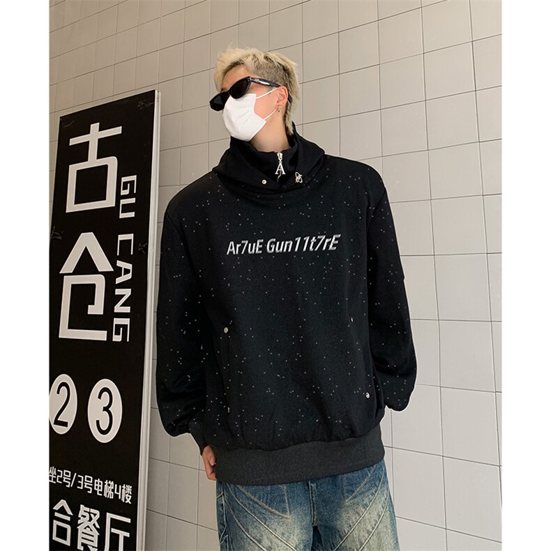 新款卫衣男生春秋款高领连帽外套满天星重磅2024新款秋季衣服WW25图片