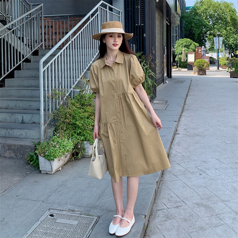 《现货新品》翻领宽松舒服衬衫连衣裙,女装连衣裙,MQ