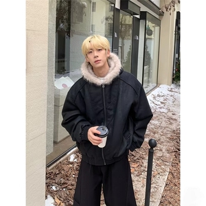 网图 美式PU皮衣兔毛座山雕棉服外套 W1871/特P110图片