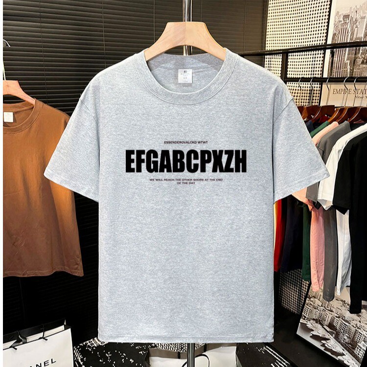 美式复古字母黑色纯棉短袖t恤男宽松显瘦遮肚2026新款情侣体恤衫,男装T恤,星座218-8