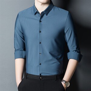 条纹长袖衬衫男薄款春季新款男装中年男士商务休闲衬衣男装，男装衬衫，电商B212（原钱塘6029）