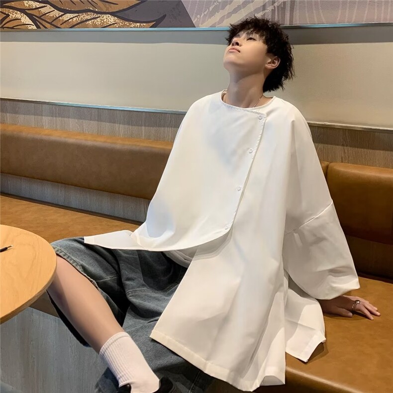 七分袖衬衫男夏季设计感小众衬衣港风日系潮流痞帅上衣C08068-P32,男装衬衫,星座308B-1