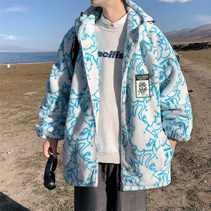 3秋冬外套男冬季宽松加厚两面穿棉服休闲羊羔毛棉衣YG03-P95限128图片