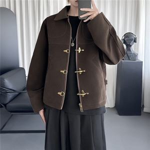 老钱风飞机扣夹克解构工装外套麂皮绒翻领短款上衣 J2507-P118图片