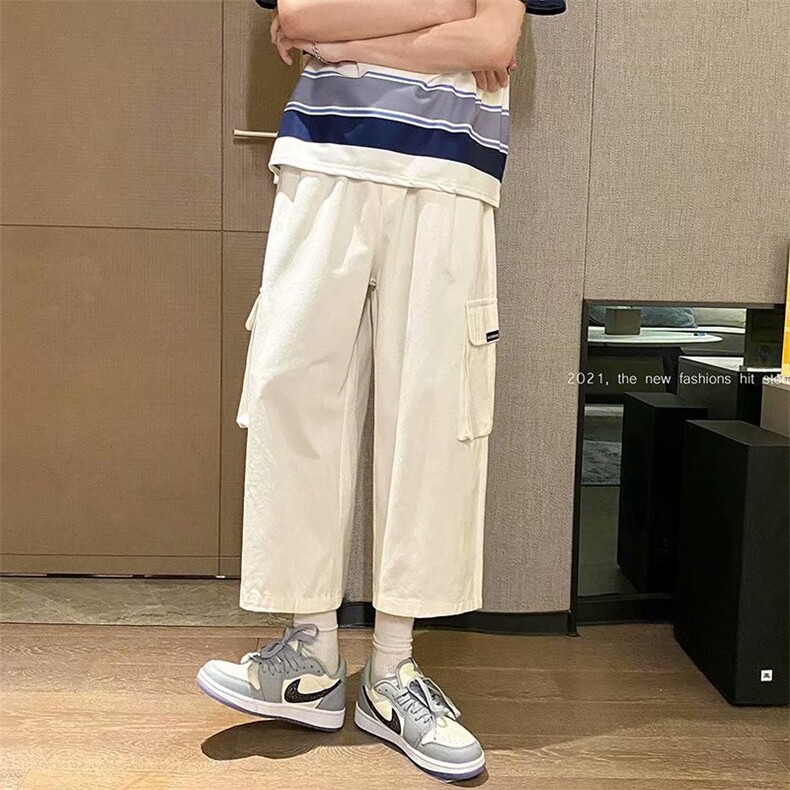 日系工装裤男夏季潮牌ins港风休闲九分裤痞帅宽松直筒裤GK270-p30,男装休闲裤,星座1008