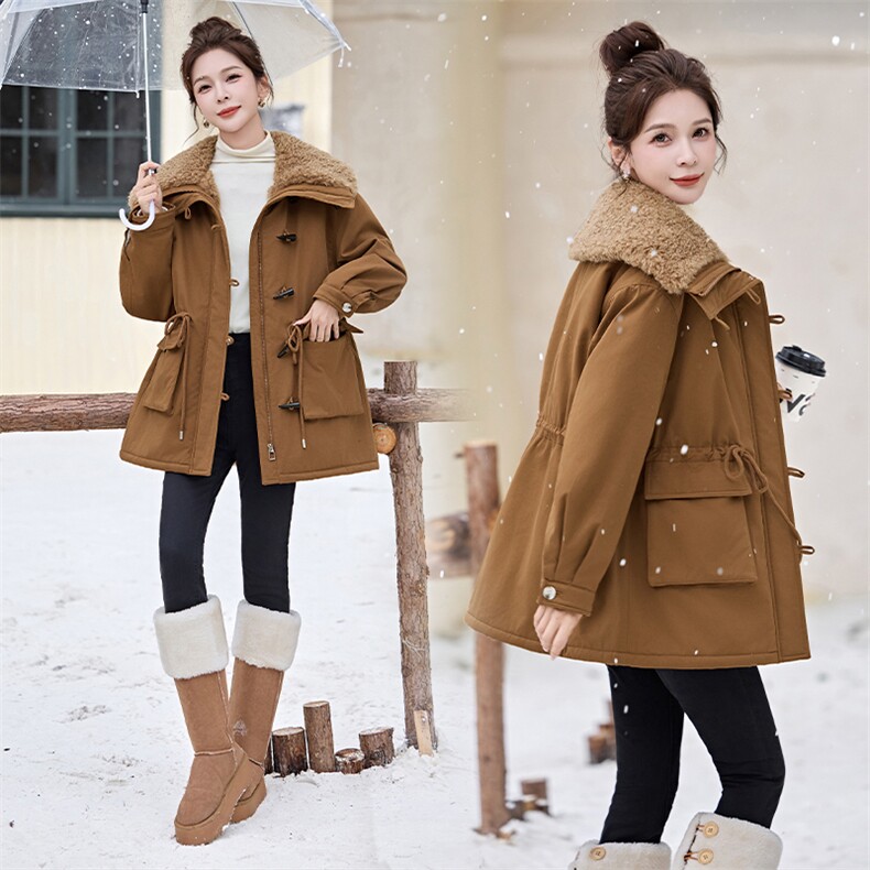 现货主推25冬装新羊羔毛加厚派克服衣珂纱朗2D044-817-P215-K325,女装派克服,衣珂纱朗