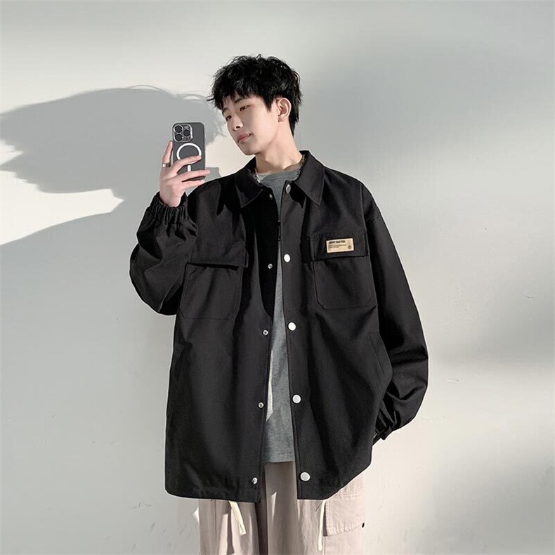 工装夹克男宽松落肩宽松纯色上衣外套DSA157B-JK733-P68图片
