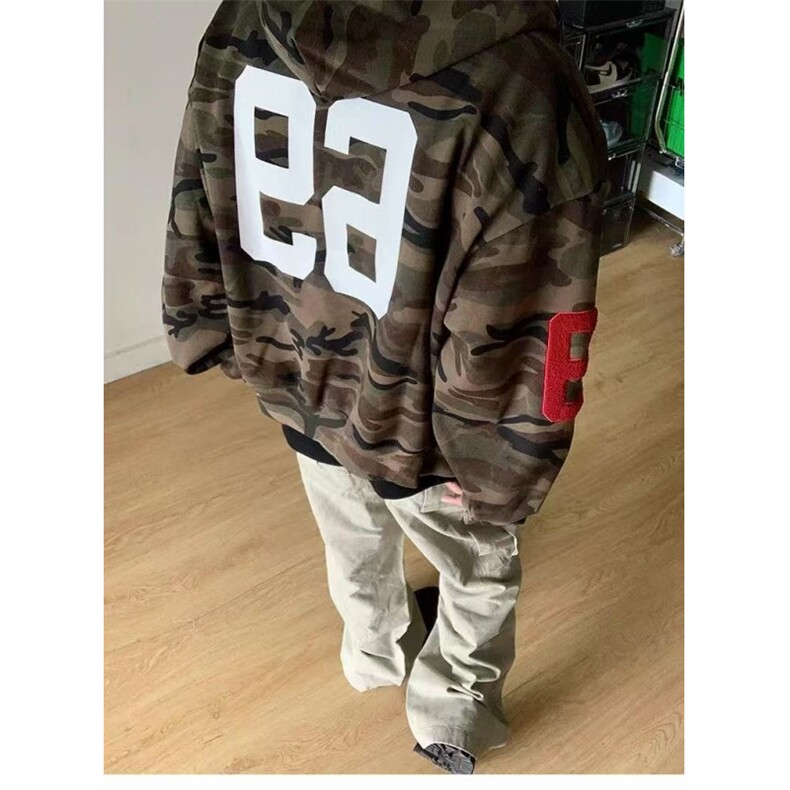 美式迷彩连帽卫衣外套男复古街头开衫拉链上衣1008-L82877-P55,女装短外套,星座1008