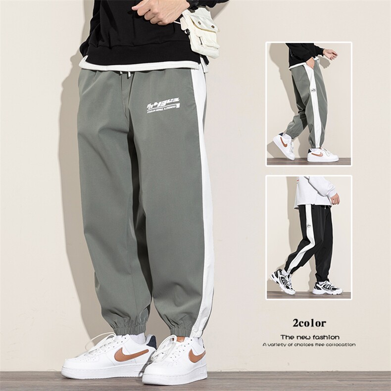 2021秋季新款白墙日系大码男印花条纹运动九分裤休闲裤K2078-P30,男装休闲裤,电商A001
