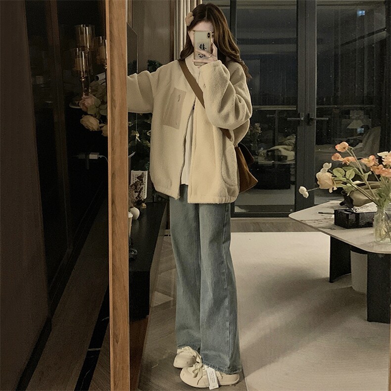 C894-P120羊羔毛加绒外套女秋冬季美式宽松连帽开衫上衣,女装短外套,星座911-2(原星座613-2）