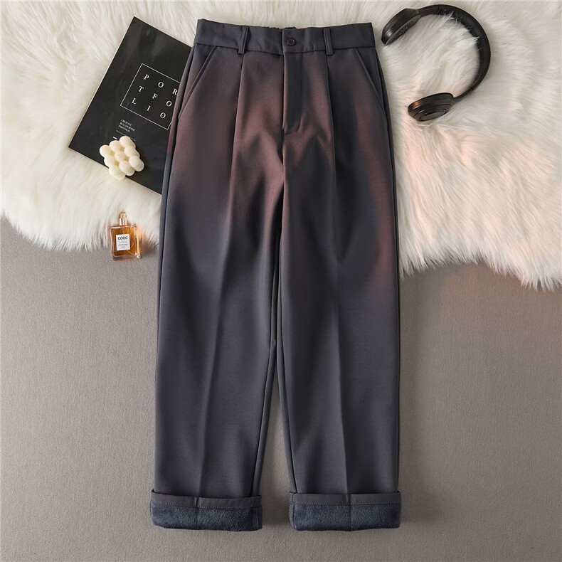 加绒时尚文艺百搭简约新款潮流流行气质休闲裤西裤7312P47，男装西裤，星座410-2