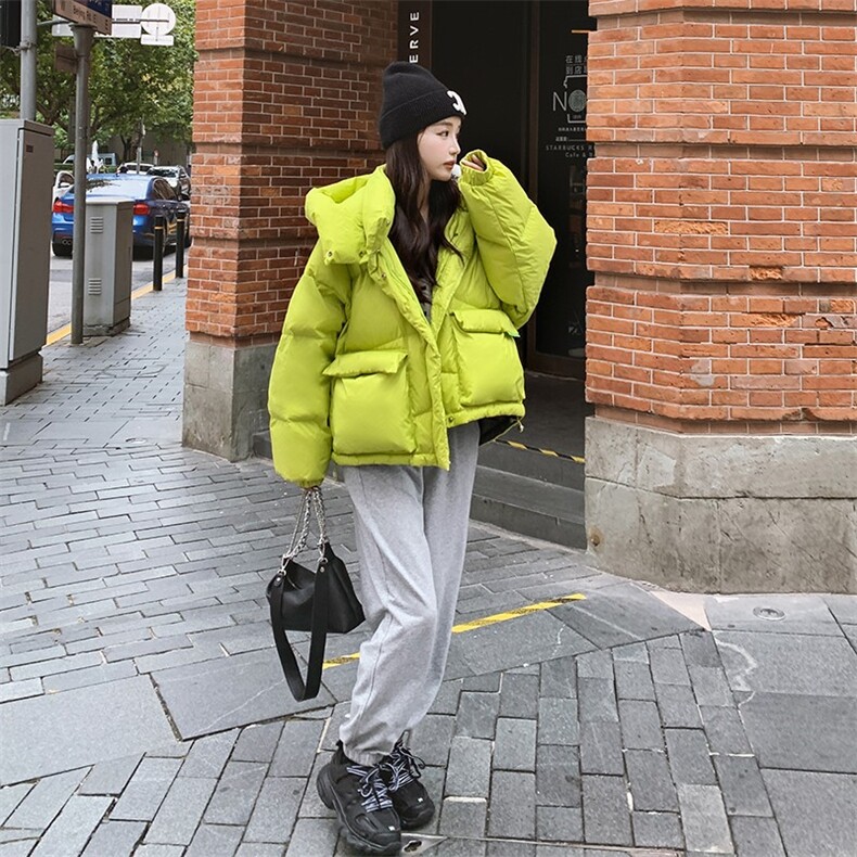 连帽短款羽绒服女2025年冬季新款小个子港风复古宽松百搭休闲外套,女装羽绒服,浙宝189