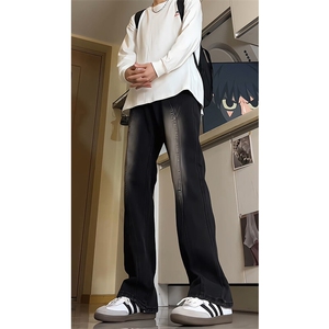 春季加长牛仔裤男高个子188cm110水洗复古渐变拼接裤子KZ014P63图片