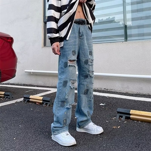 欧美高街vibe美式裤子ins潮牌直筒牛仔裤男Z8823P43图片
