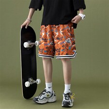 中性风夏季新款大码沙滩裤花短裤男休闲短裤透气冰丝五分裤P25,男装休闲裤,电商A059