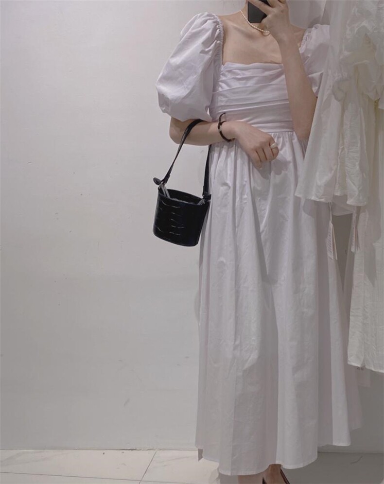 方领白色长裙，其它，驿谷