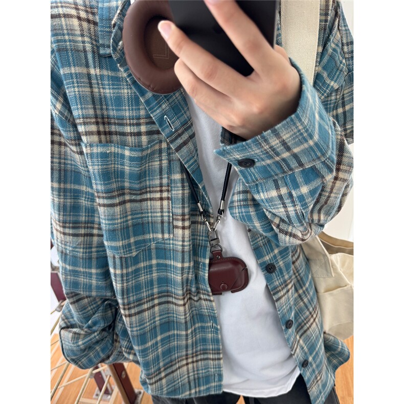 棉磨毛格子长袖休闲纯棉抖音高品质衬衫男CS024-P45,男装衬衫,星座301C-5