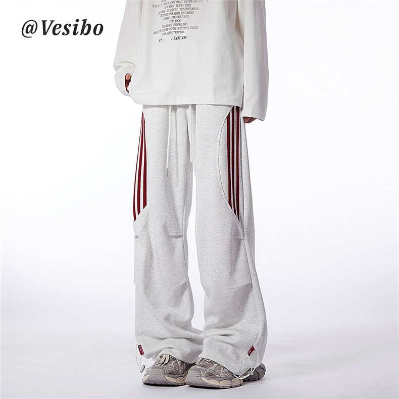美式三条杠休闲卫裤男秋高街hiphop直筒伞兵裤子宽松百搭阔,男装休闲裤,星座218-1（原230）