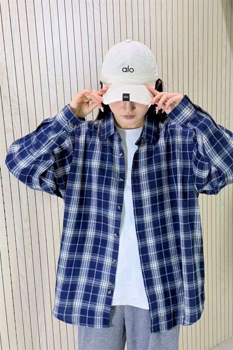 春季新款现货（跨境电商）格子男女情侣款潮流宽松格纹衬衣,男装衬衫,星座1107-1