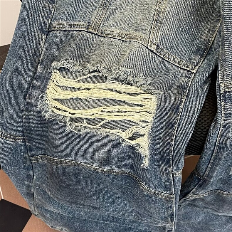 得物品质秋男牛仔裤工装褶皱大口袋破洞重工长裤NK078P60,男装牛仔裤,星座1013-1