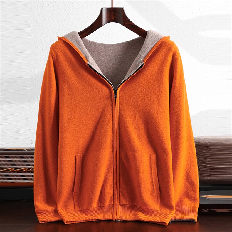 2025百搭时尚简约双面帽衫，男装针织衫/毛衣，端硕羊绒