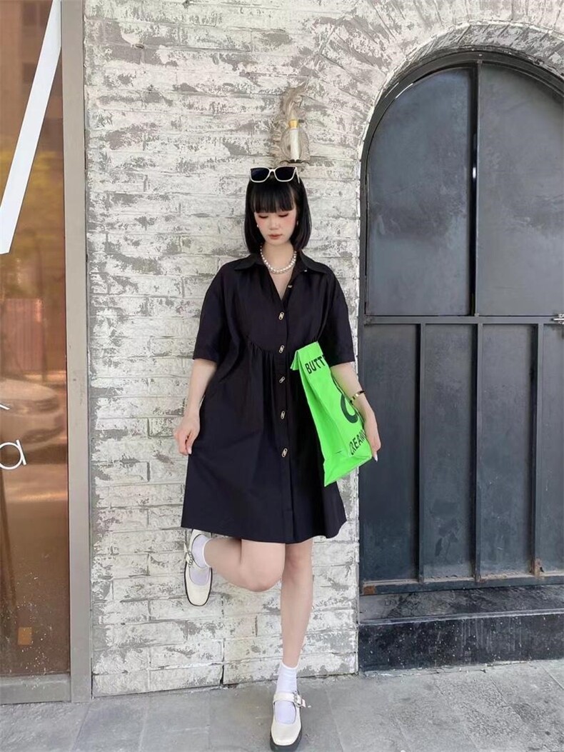 爱美欧夏季新款现货韩版时尚衬衫连衣裙，女装衬衫，爱美欧