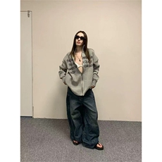 网图有货秋冬字母拉链开衫毛衣男女情侣宽松立领针织衫A1040-P58，男装针织衫/毛衣，星座1505