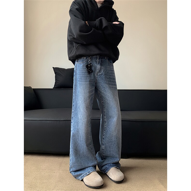秋季新款vibe直筒微喇牛仔裤高街潮流水洗做旧5Q2072-TP4578,男装牛仔裤,电商A102