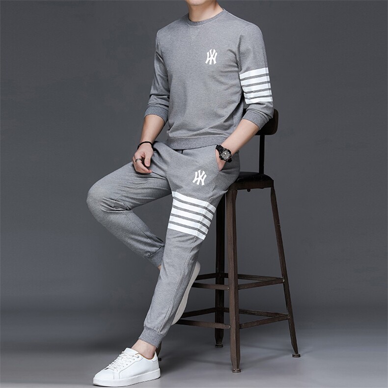 中年运动套装男春秋季爸爸秋装套装圆领卫衣两件套运动服时尚百搭,男装休闲套装,电商B212（原钱塘6029）
