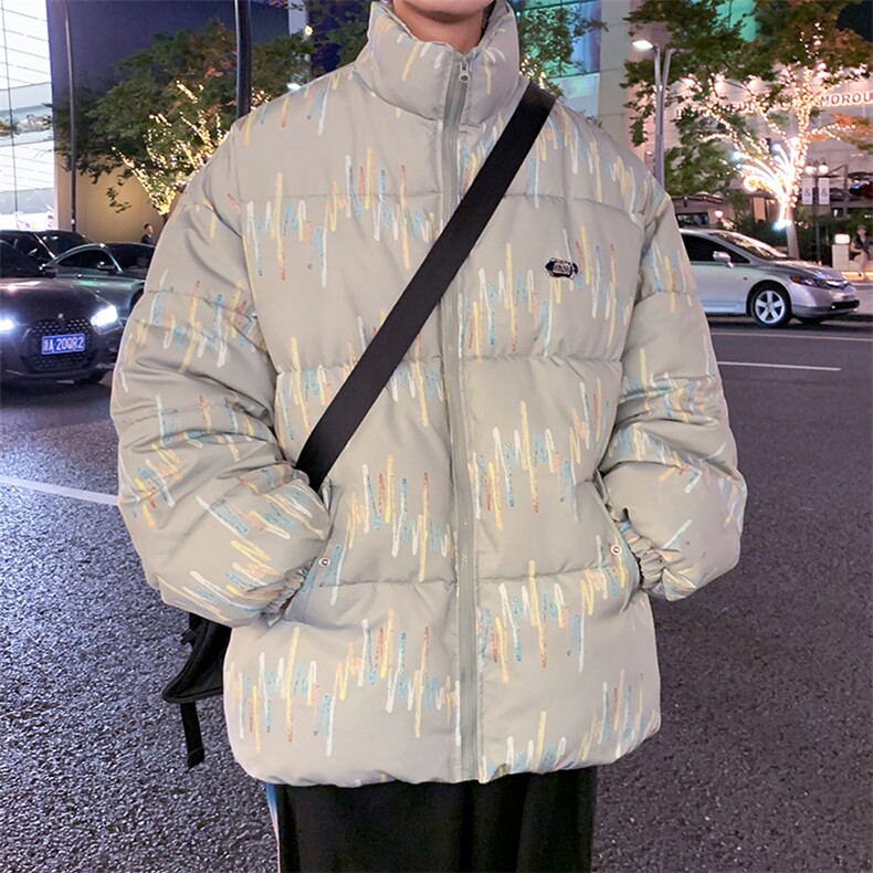 棉服男女七彩线印花棉衣立领面包服棉袄加厚外套3359-P70控108,男装棉衣,星座207